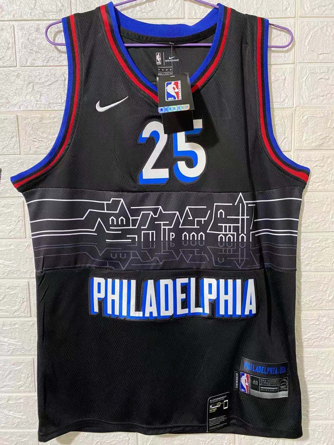 Men Philadelphia 76ers #25 Simmons Black Nike City Edition NBA Jerseys